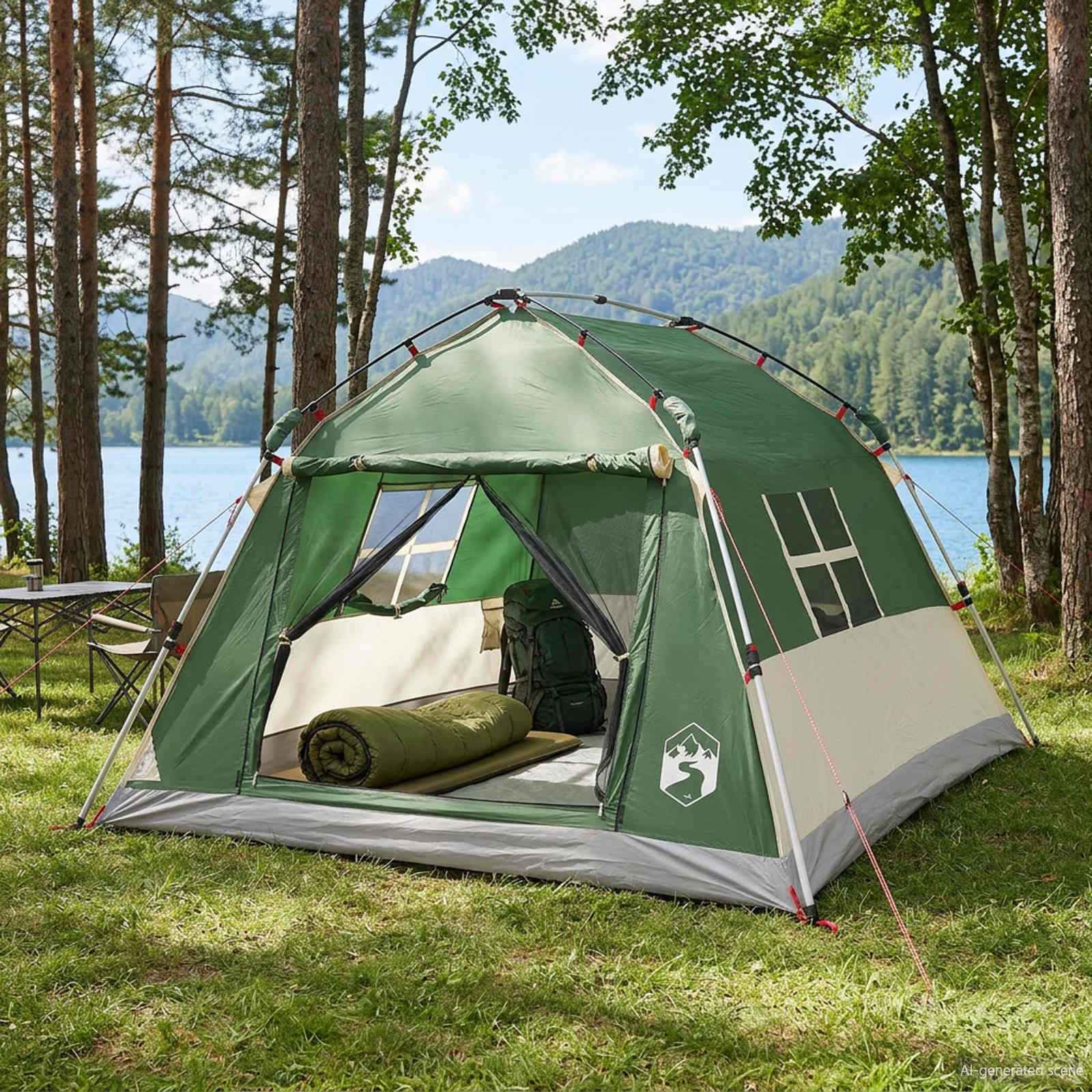 vidaXL Instant Tent Water-resistant 3-persoons 3-persoons Groen
