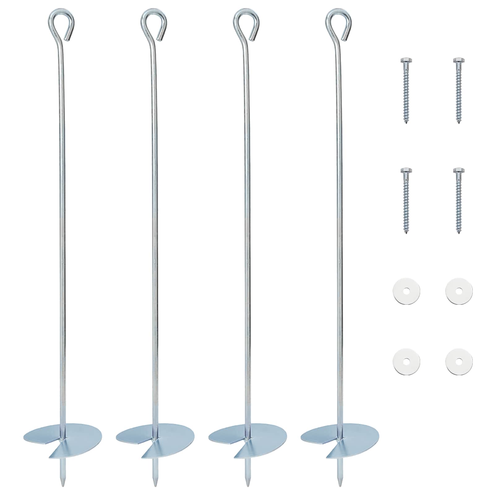 vidaXL Aardeankers 4 pcs Zilverkleurig Ø10 x 60 cm
