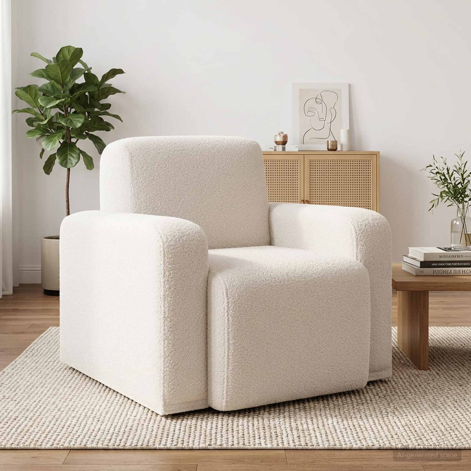 vidaXL Fauteuil Lichtgrijs Bouclé