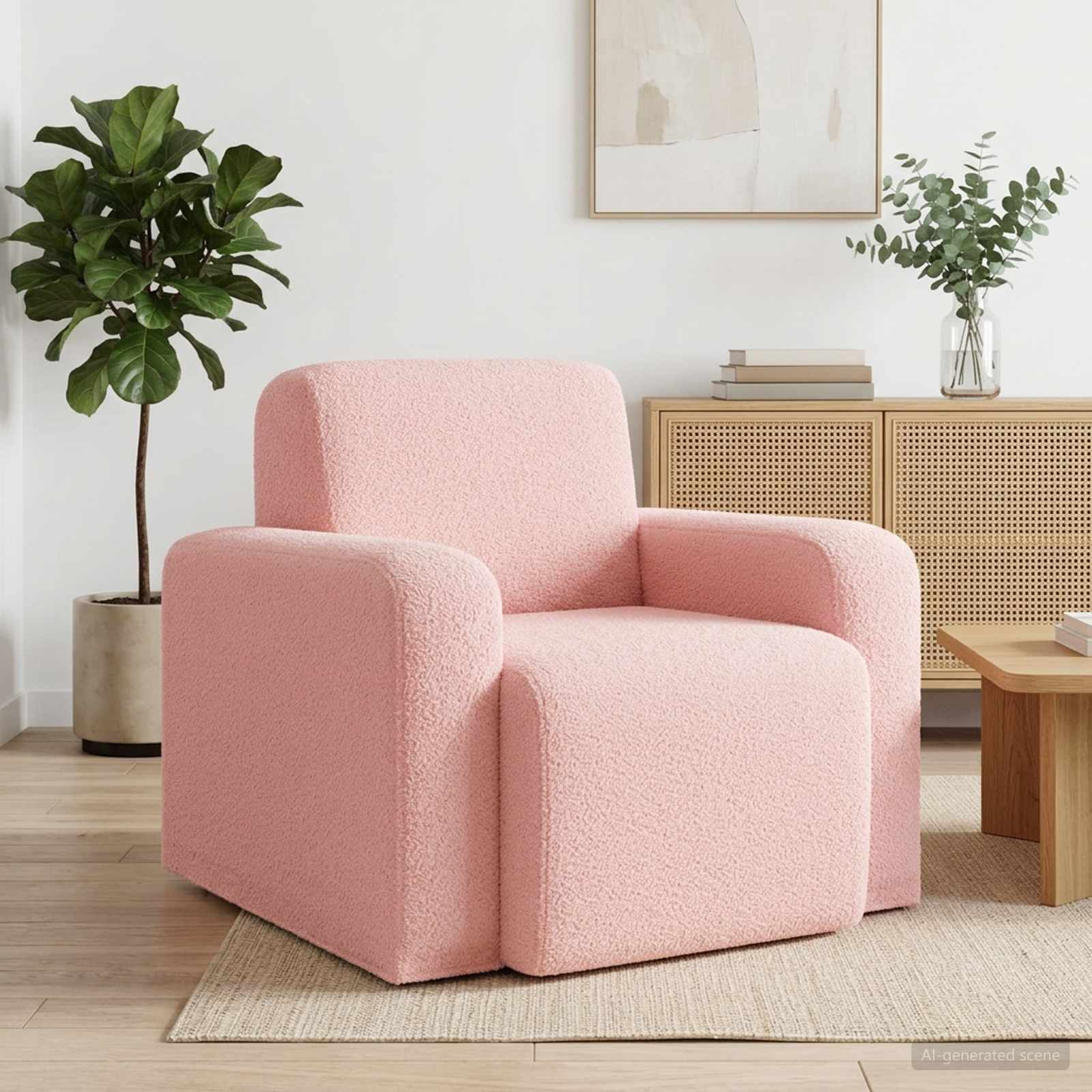 vidaXL Fauteuil Lichtgrijs Bouclé