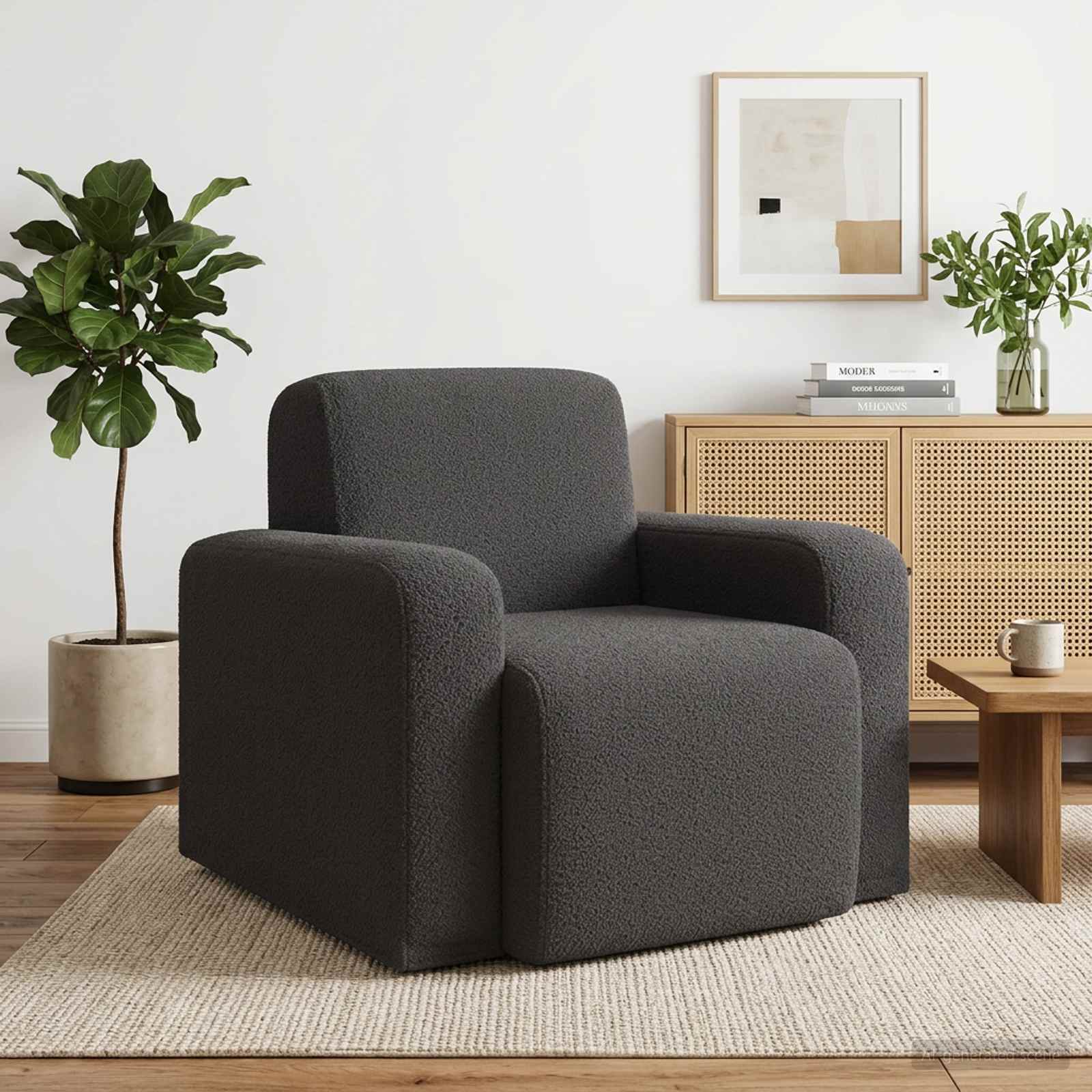 vidaXL Fauteuil Lichtgrijs Bouclé