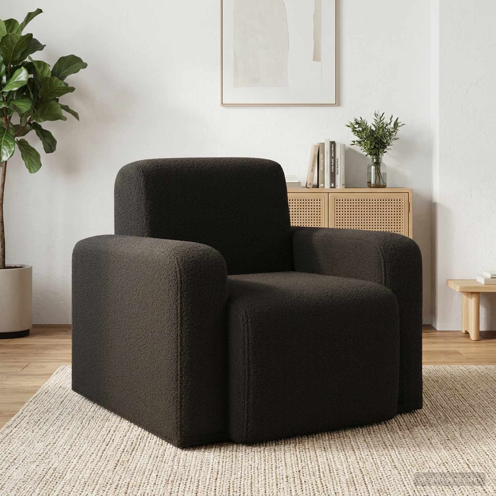 vidaXL Fauteuil Lichtgrijs Bouclé