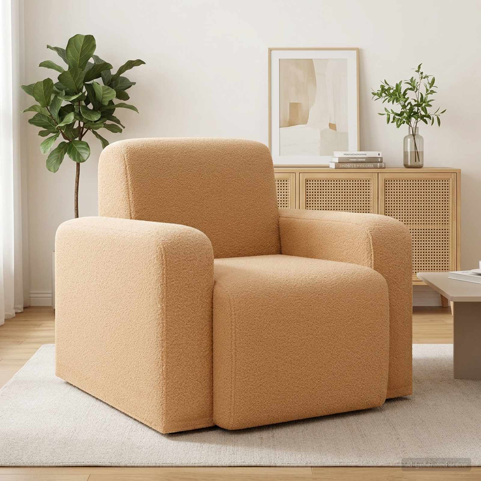 vidaXL Fauteuil Lichtgrijs Bouclé
