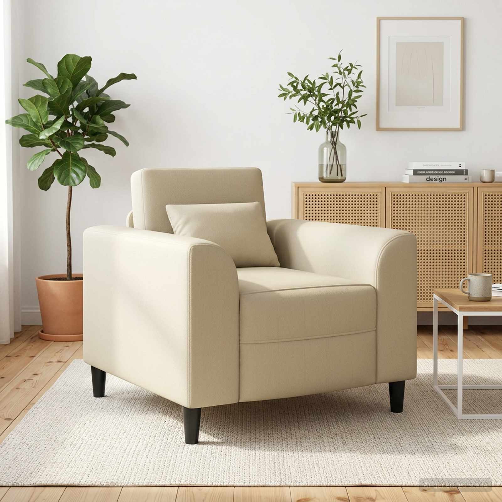 vidaXL Fauteuil Crèmekleurig Kunstleer
