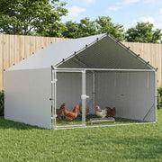 vidaXL Kippenhok met dak Zilverkleurig 200 x 200 x 150 cm