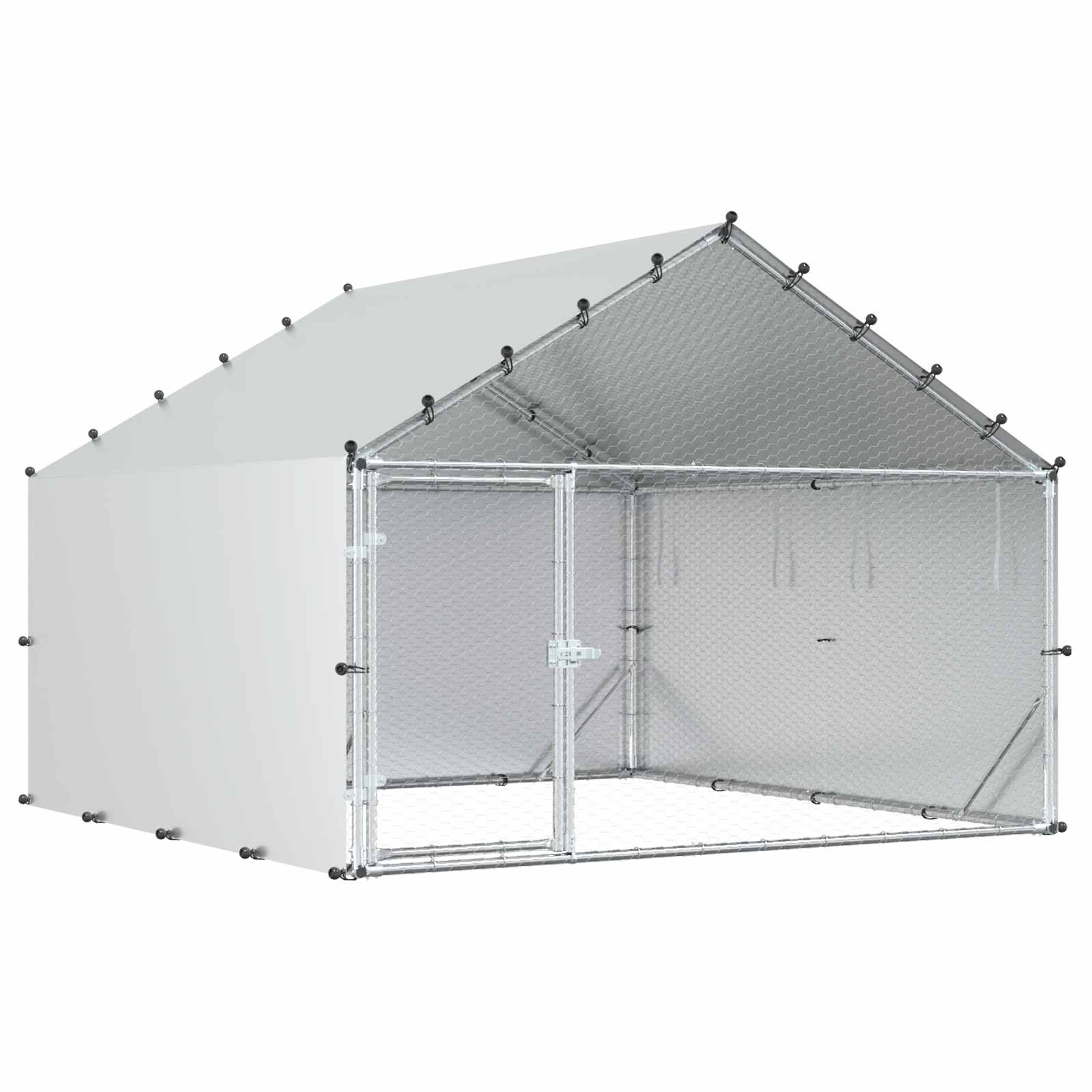 vidaXL Kippenhok met dak Zilverkleurig 200 x 200 x 150 cm