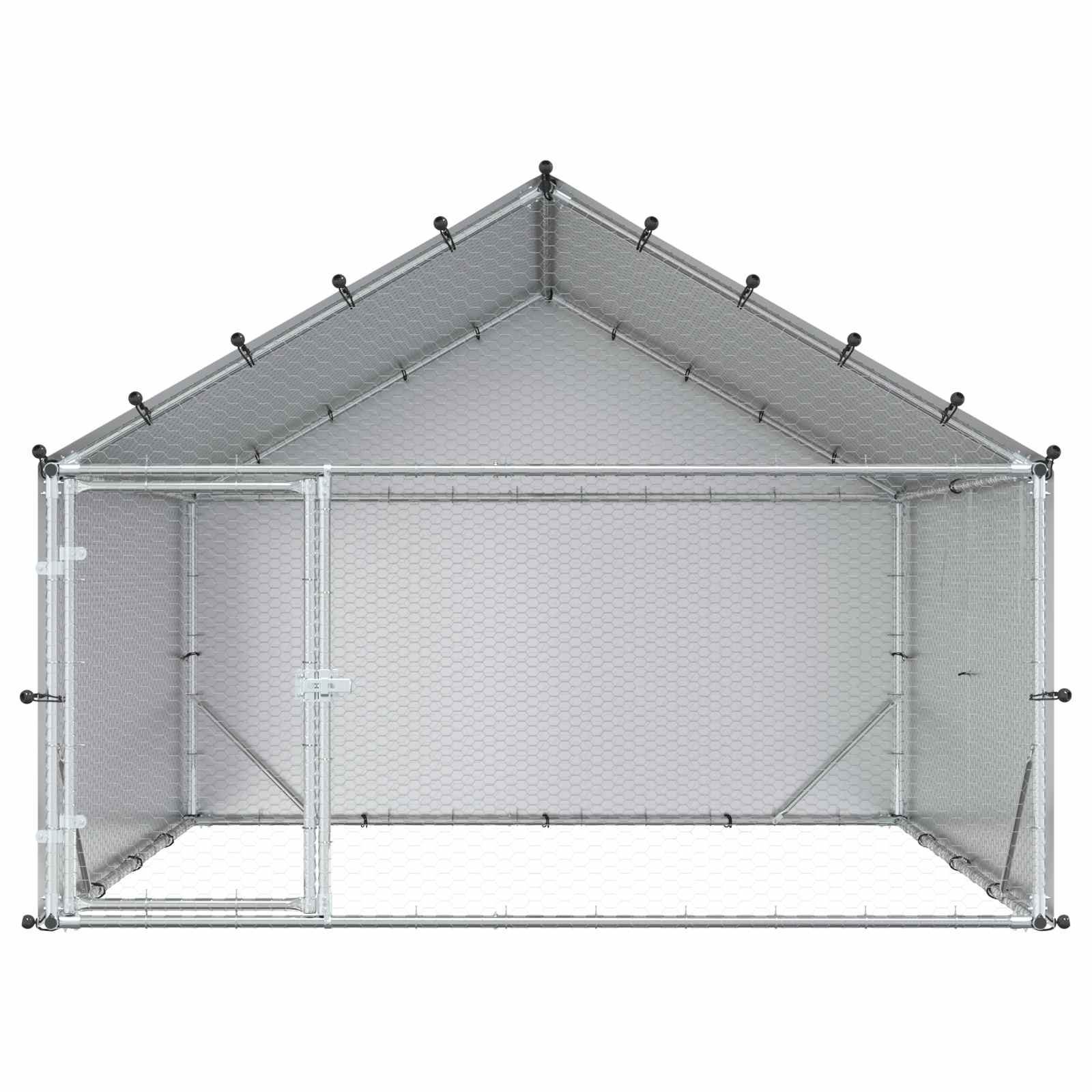 vidaXL Kippenhok met dak Zilverkleurig 200 x 200 x 150 cm