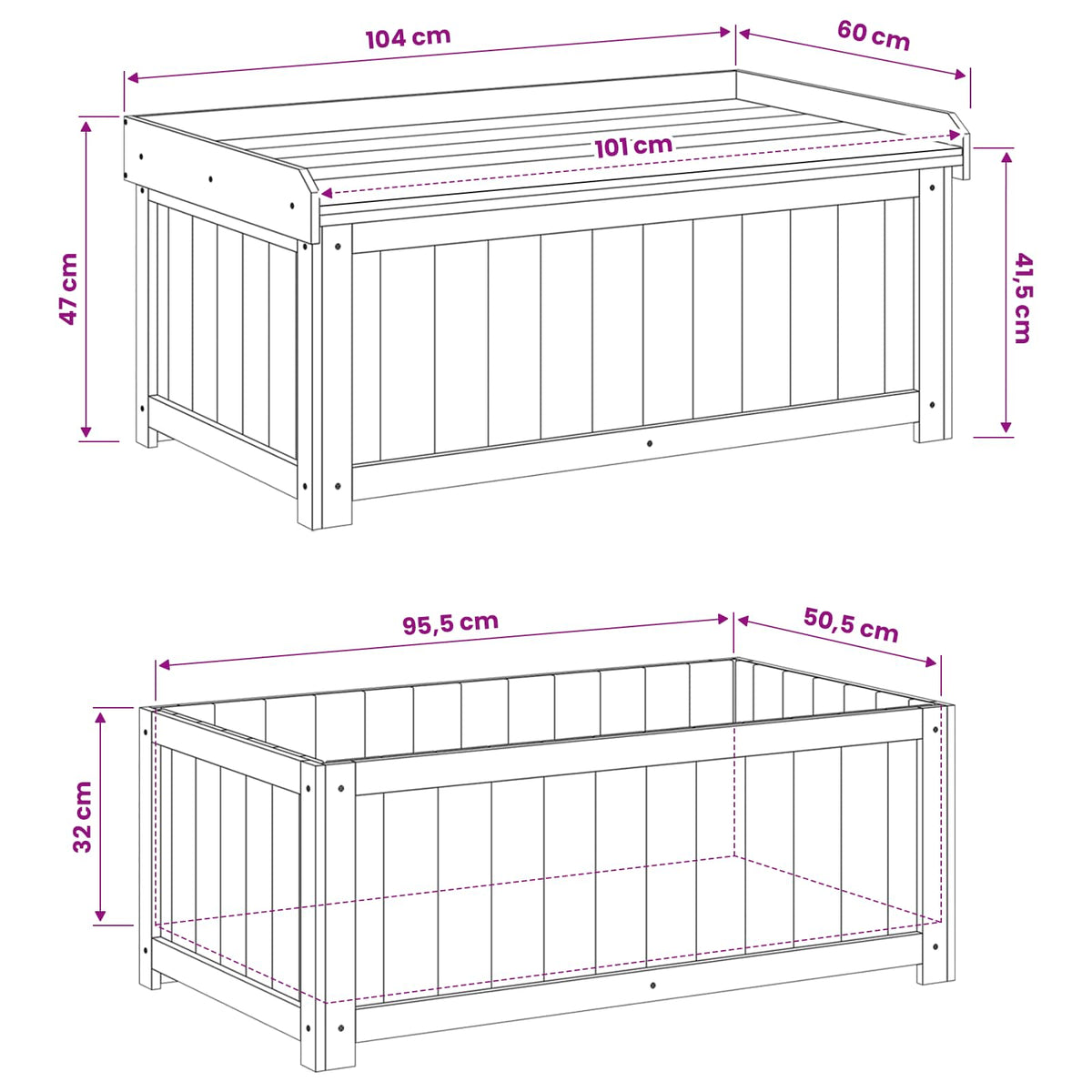 vidaXL Kussenbox voor buiten Geïmpregneerd grenenhout 58,5 x 60 x 47 cm
