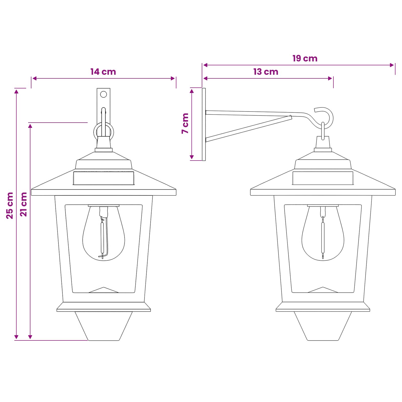 vidaXL Wandlamp with LED Bulb 2 st Zwart 19 x 14 x 25 cm RVS en ABS