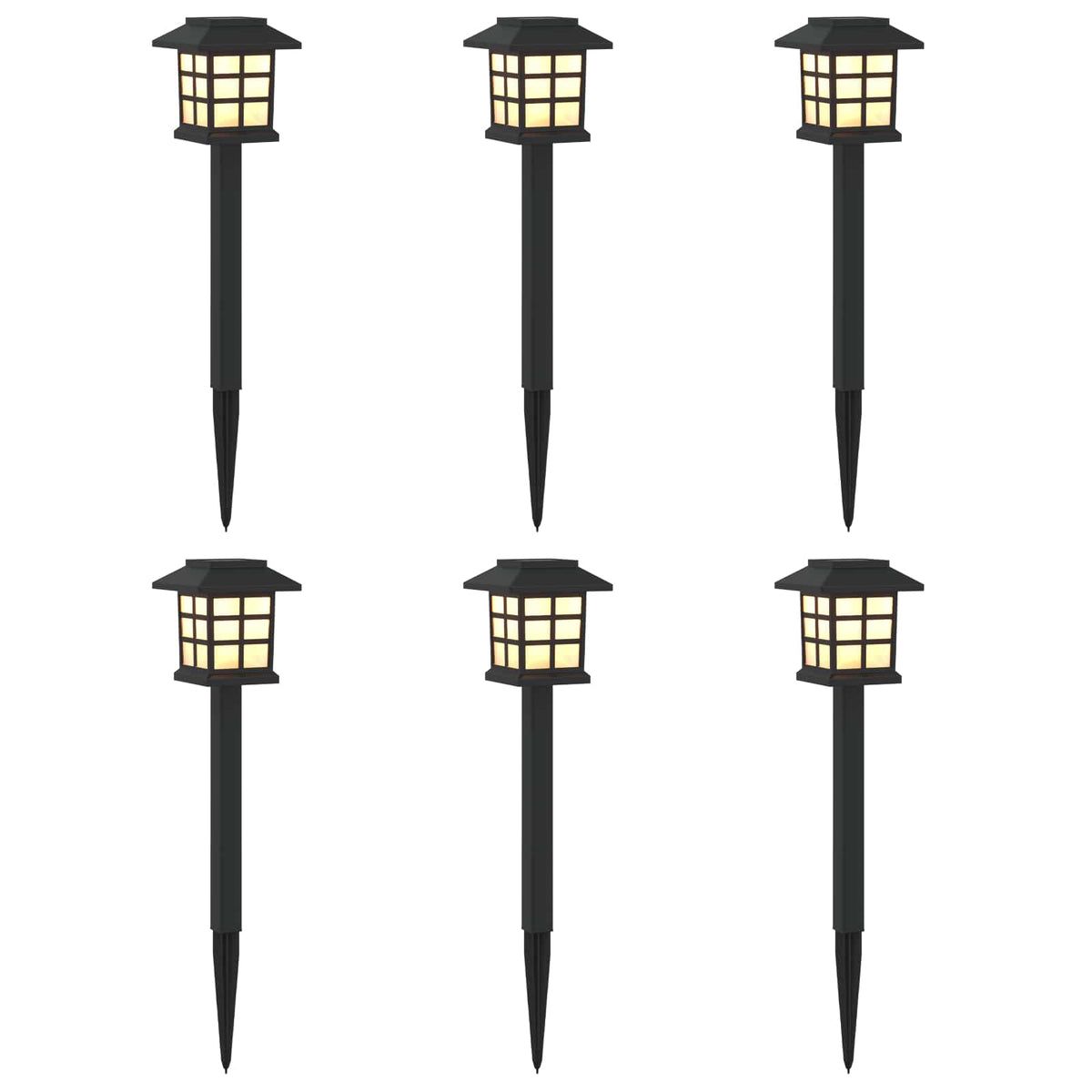 vidaXL Buitenzonne-lampen met grondpin 6 pcs Warmwit 38,5 cm PP