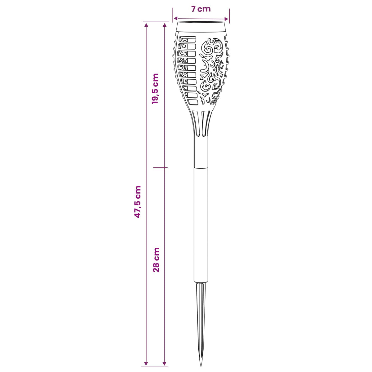 vidaXL Buitenzonne-lampen met grondpin 6 pcs Warmwit 47,5 cm ABS