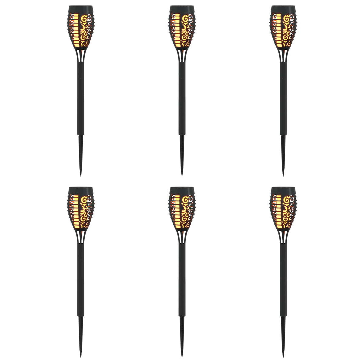 vidaXL Buitenzonne-lampen met grondpin 6 pcs Warmwit 47,5 cm ABS