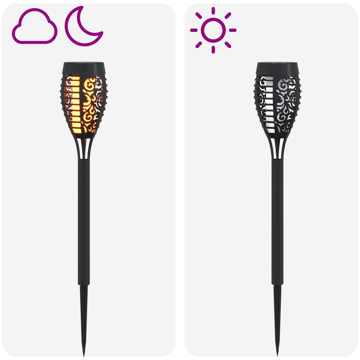 vidaXL Buitenzonne-lampen met grondpin 6 pcs Warmwit 47,5 cm ABS