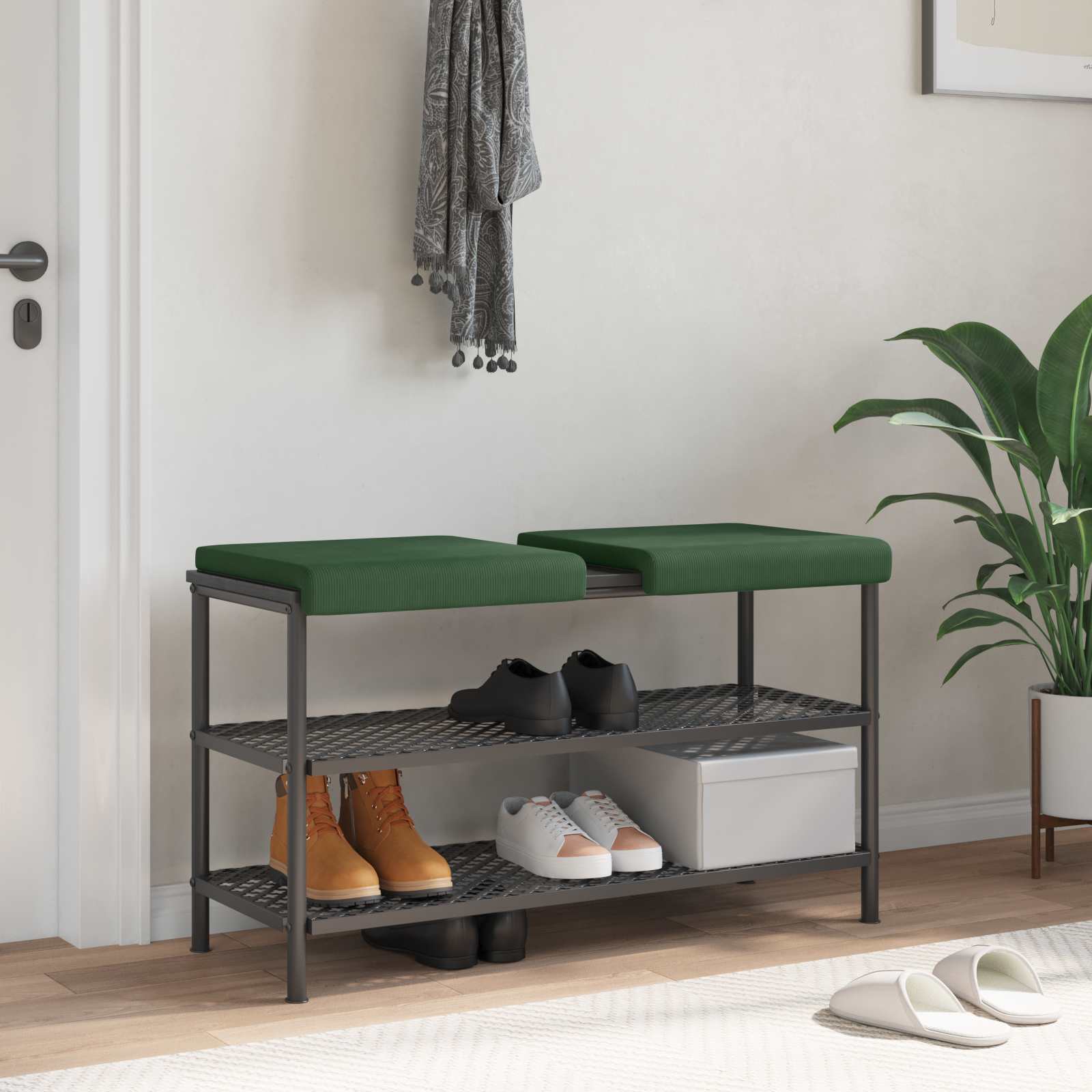 vidaXL Bankkussen 4 st corduroy Grijs groen Diepte 35 cm