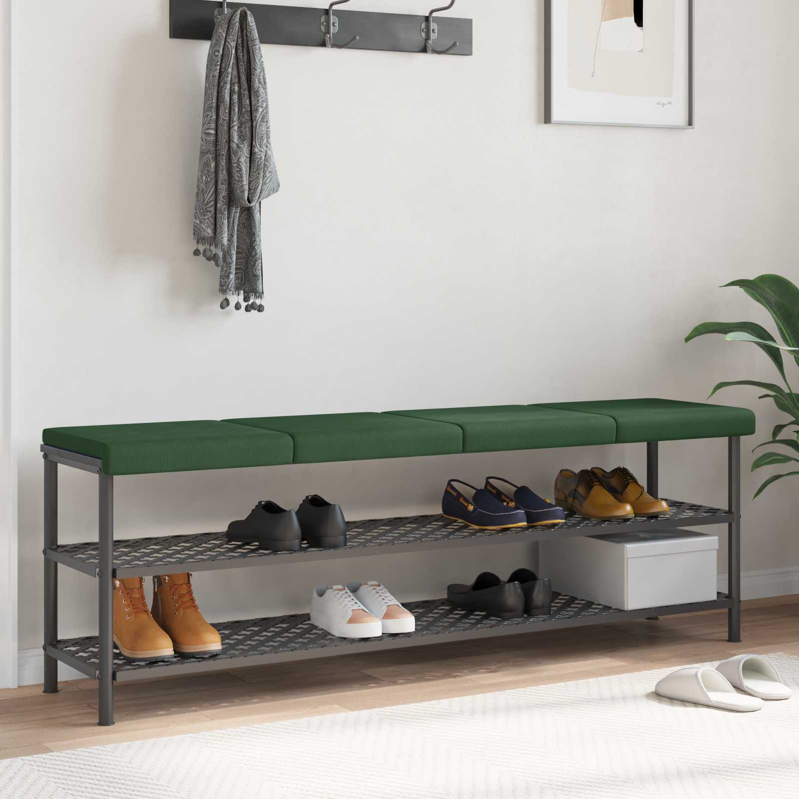 vidaXL Bankkussen 4 st corduroy Grijs groen Diepte 35 cm