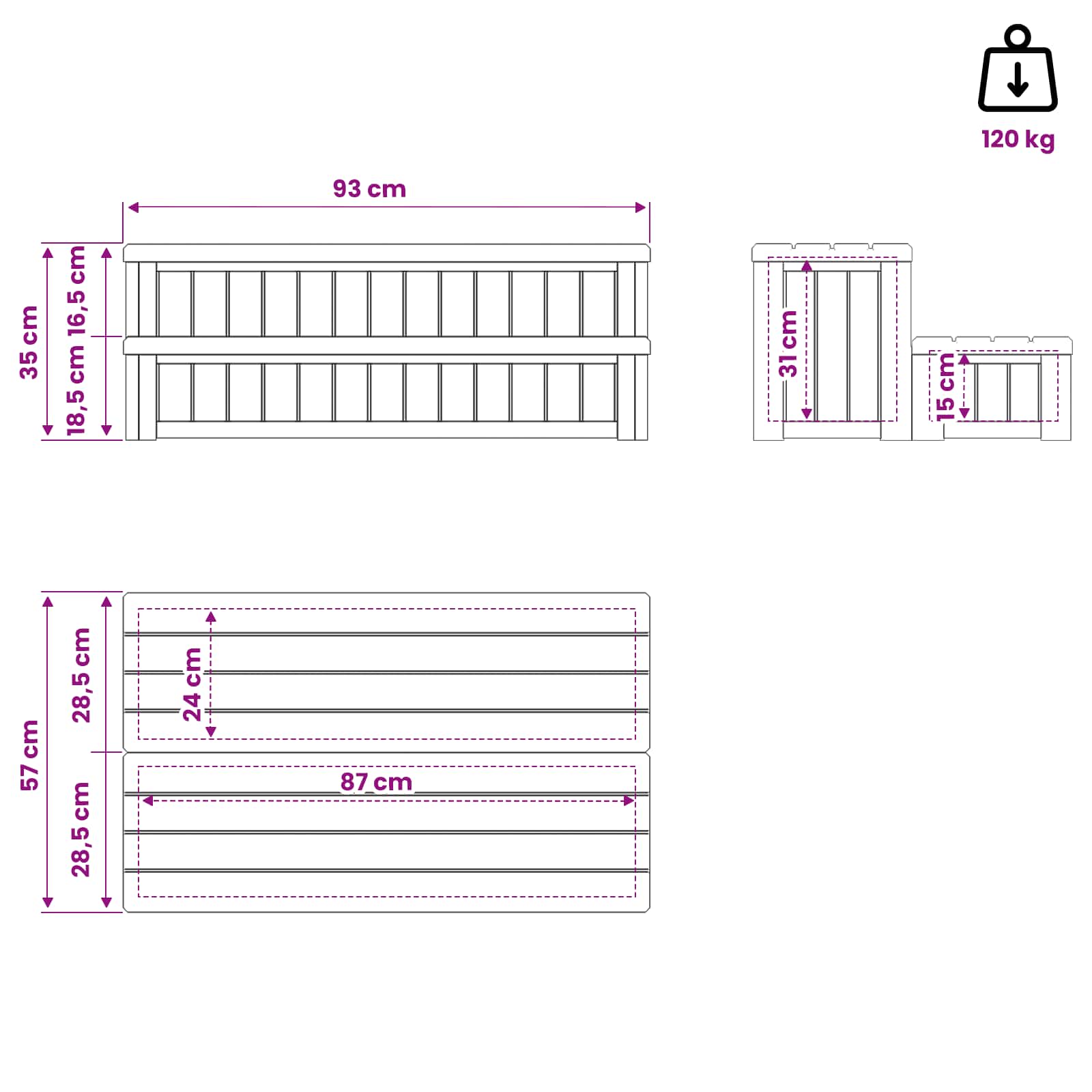 vidaXL Hottub-opstap met Opbergruimte 2-traps Bruin en Grijs PP