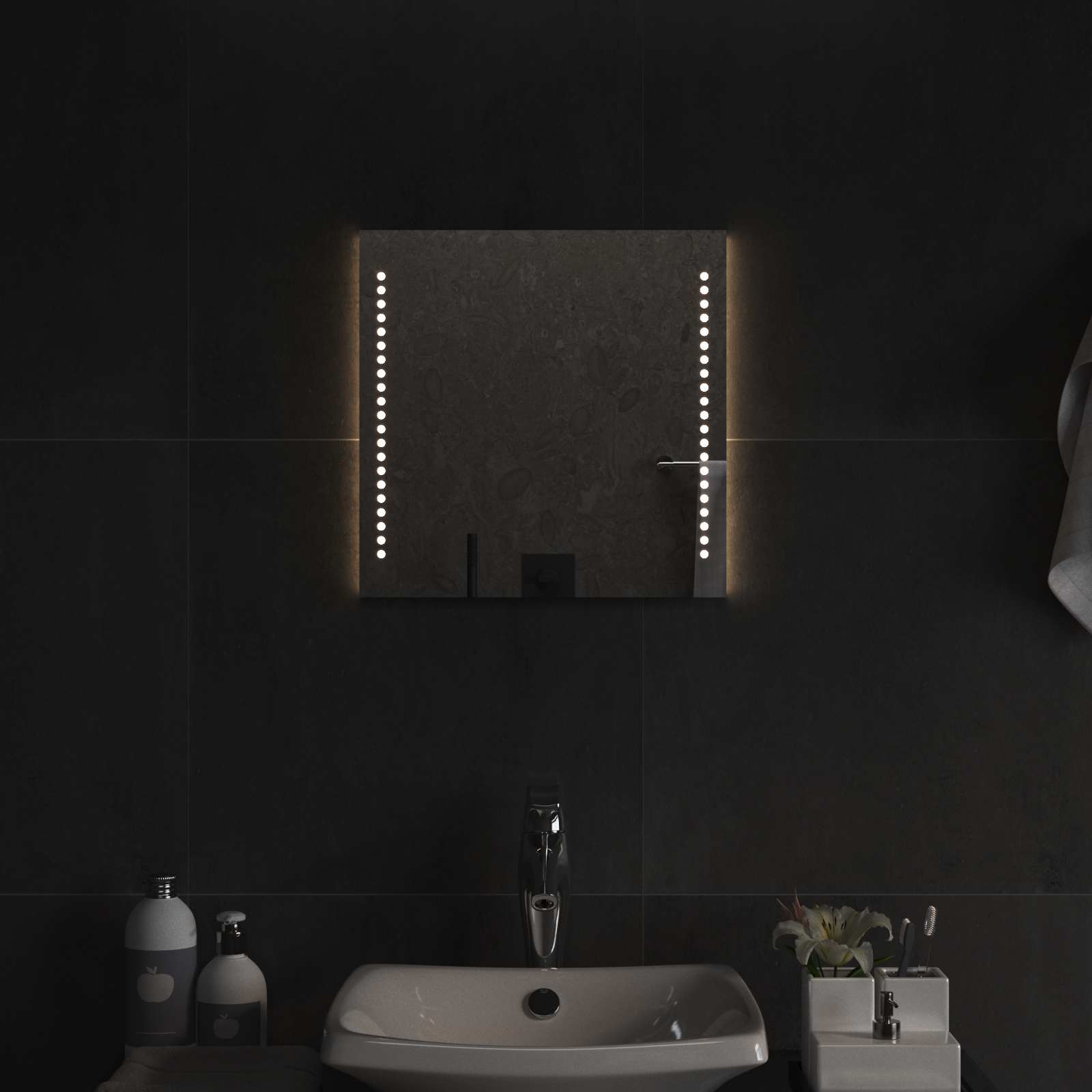 vidaXL LED Badkamer Spiegel Transparant 40 x 40 cm gehard glas