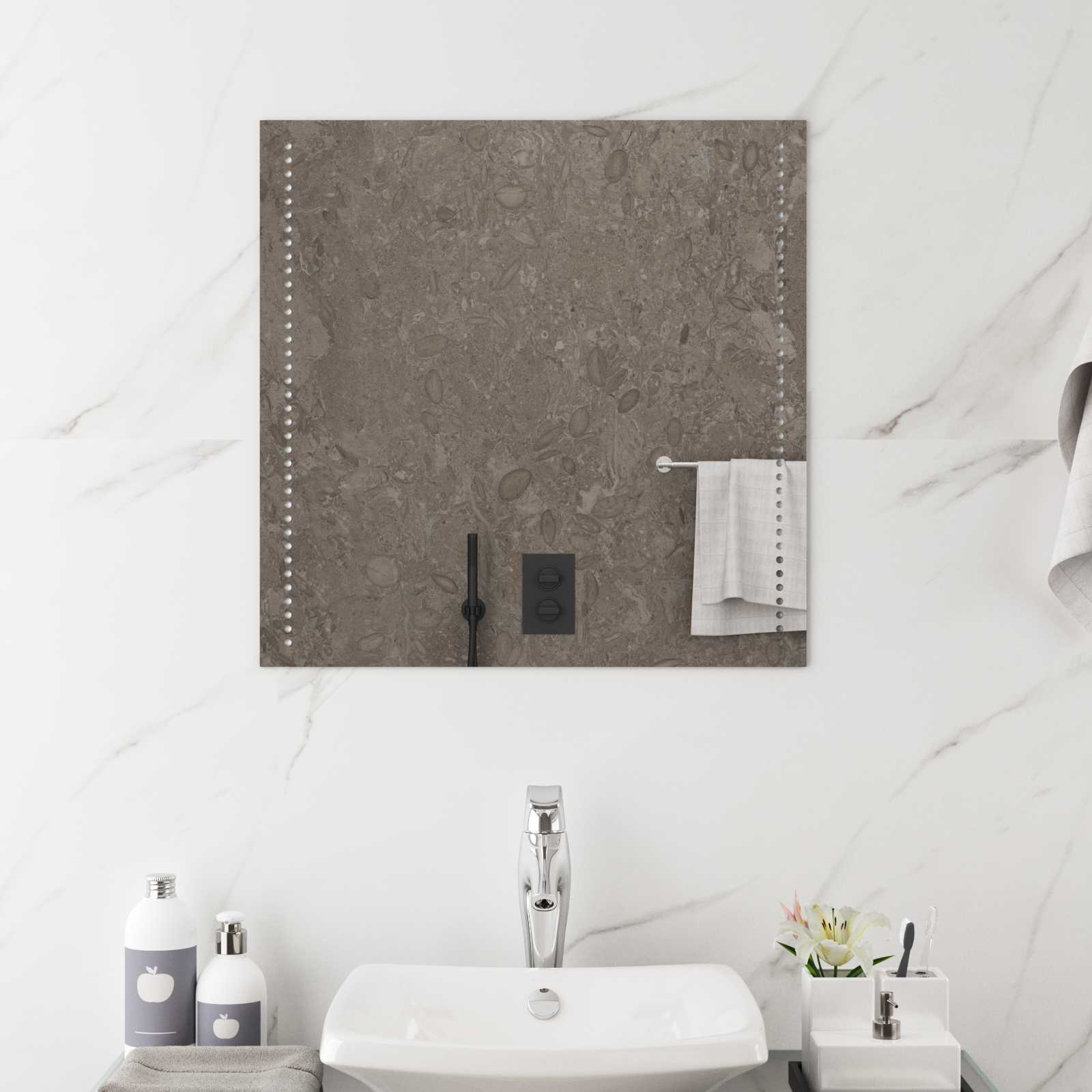 vidaXL LED Badkamer Spiegel Transparant 40 x 40 cm gehard glas