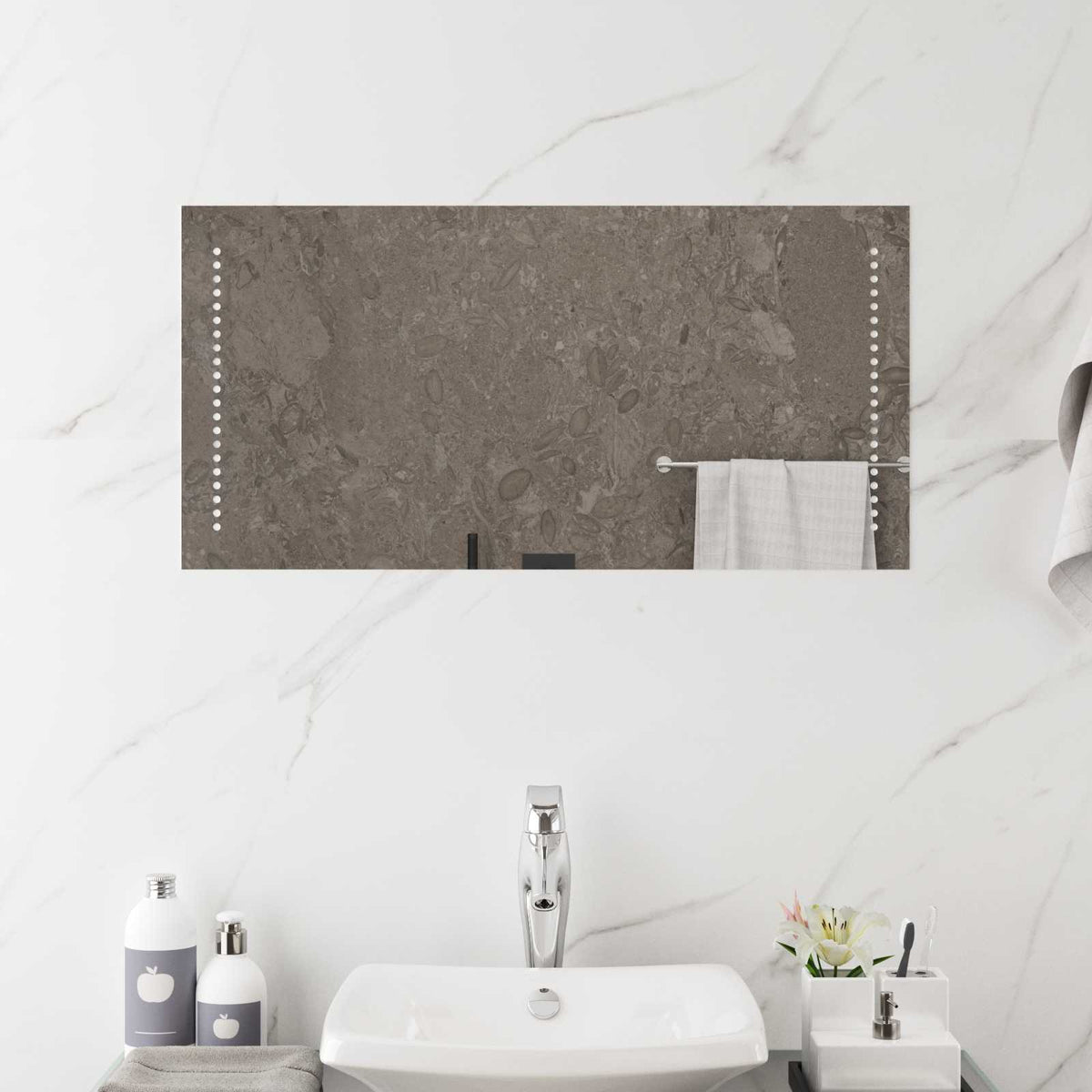 vidaXL LED Badkamer Spiegel Doorzichtig 60 x 30 cm gehard glas