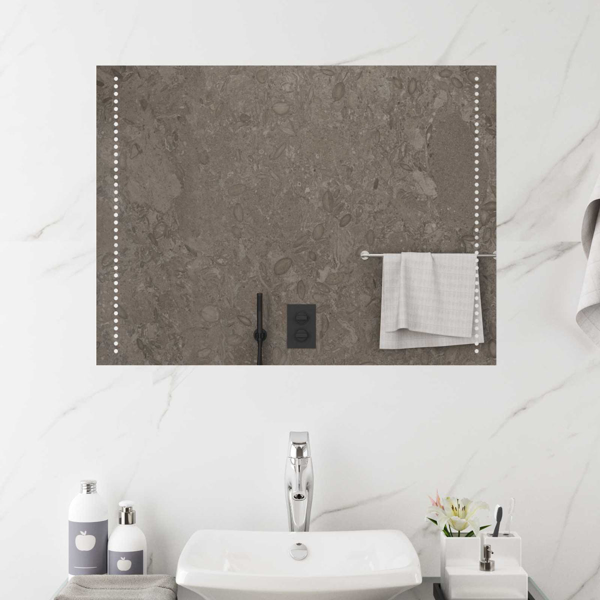 vidaXL LED Badkamer Spiegel Doorzichtig 60 x 30 cm gehard glas