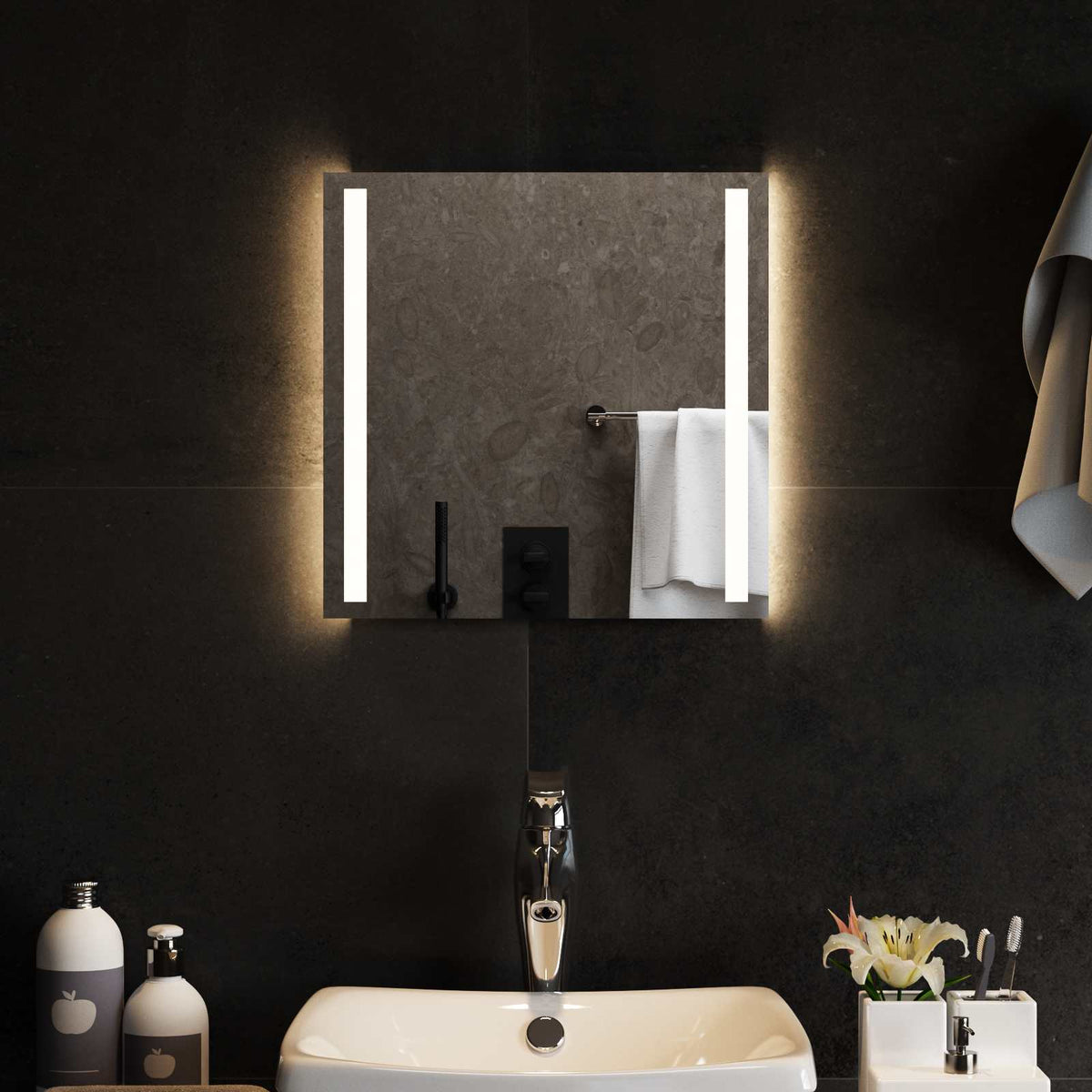 vidaXL LED Badkamer Spiegel Transparant 40 x 40 cm gehard glas
