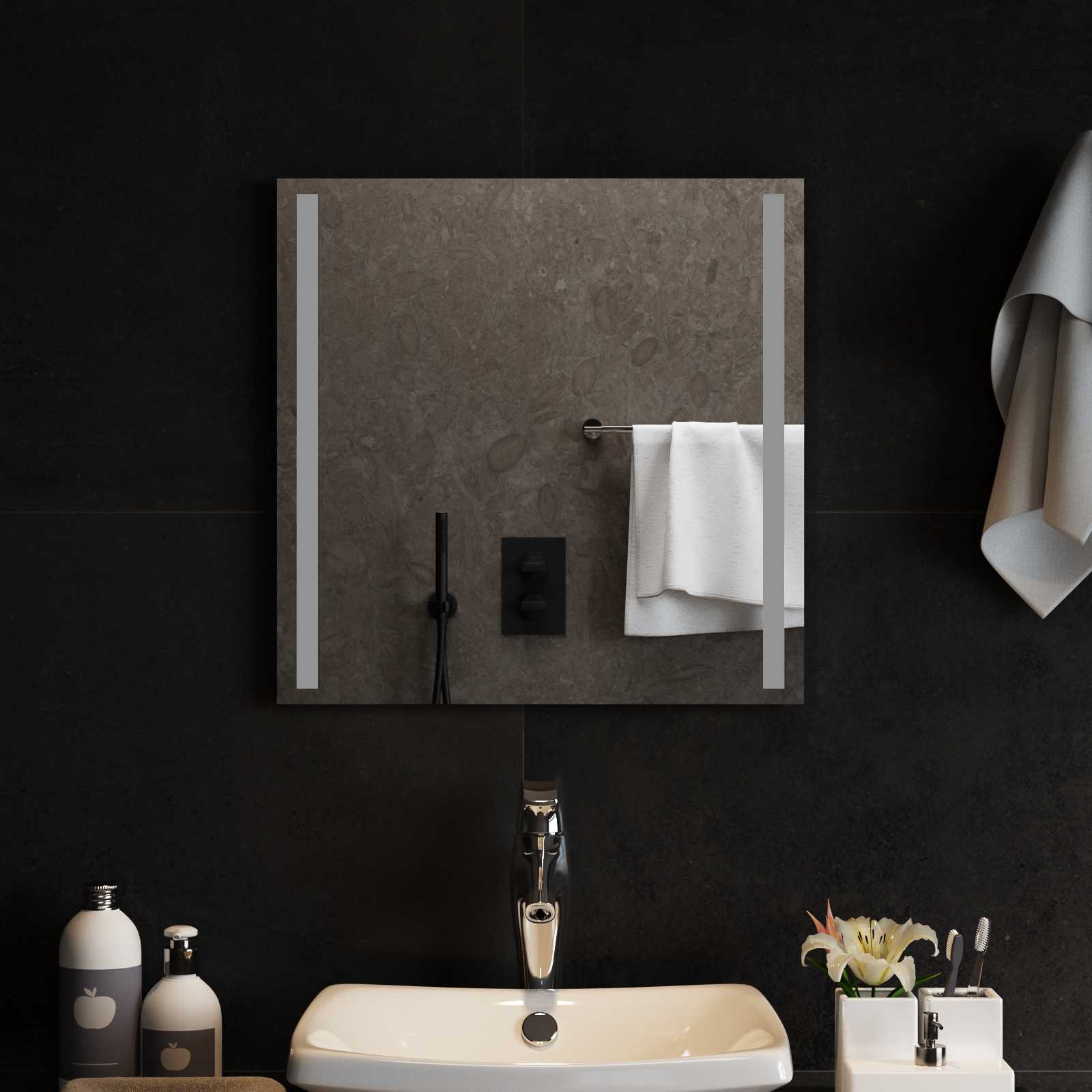 vidaXL LED Badkamer Spiegel Transparant 40 x 40 cm gehard glas