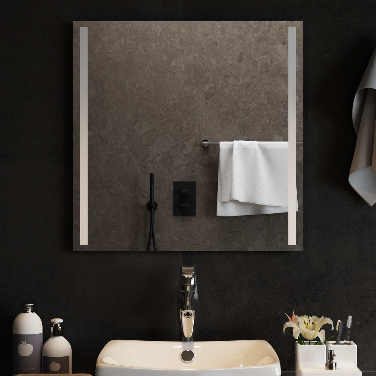 vidaXL LED Badkamer Spiegel Transparant 40 x 40 cm gehard glas