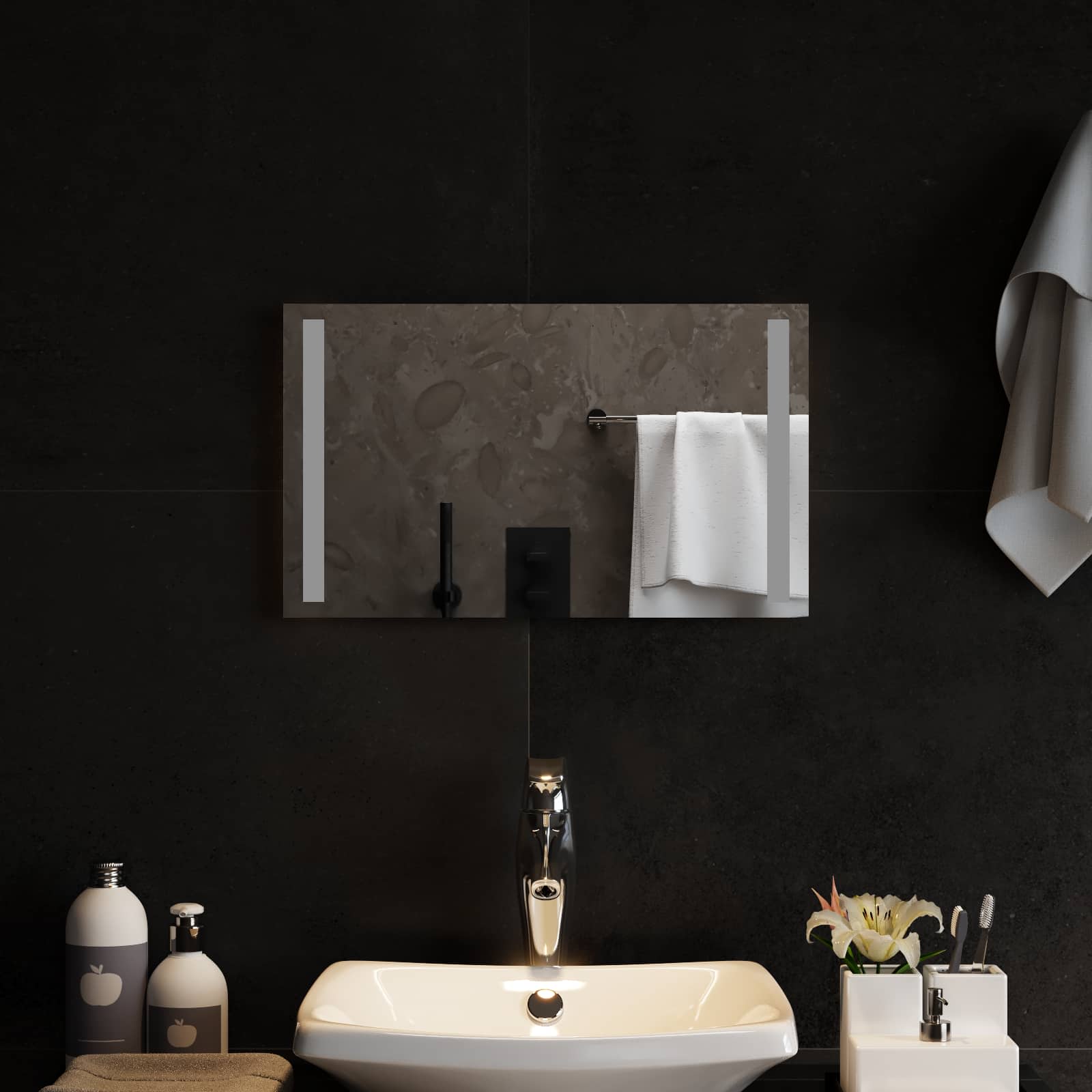 vidaXL LED Badkamer Spiegel Transparant 50 x 30 cm gehard glas