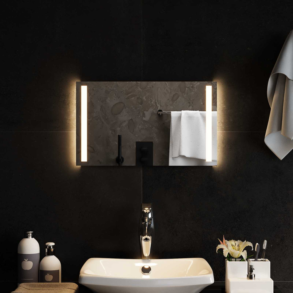 vidaXL LED Badkamer Spiegel Transparant 50 x 30 cm gehard glas