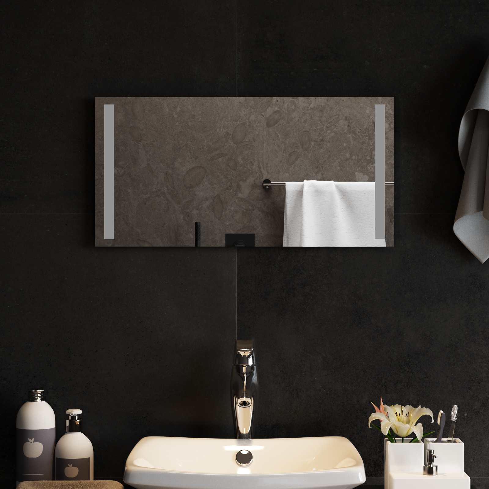 vidaXL LED Badkamer Spiegel Transparant 50 x 30 cm gehard glas