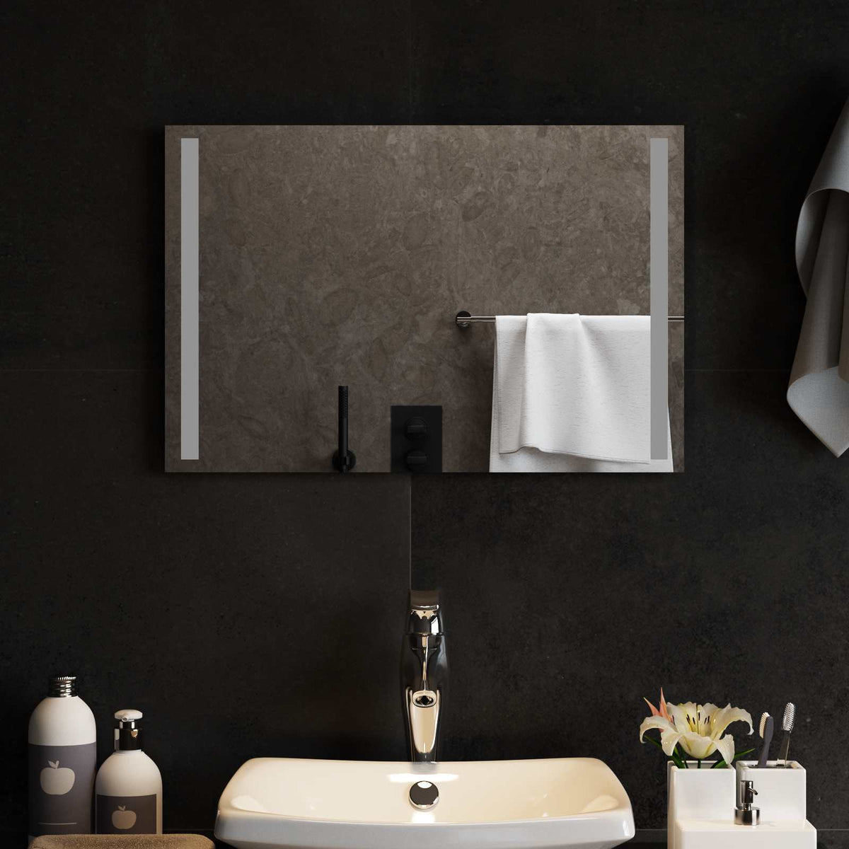 vidaXL LED Badkamer Spiegel Transparant 50 x 30 cm gehard glas