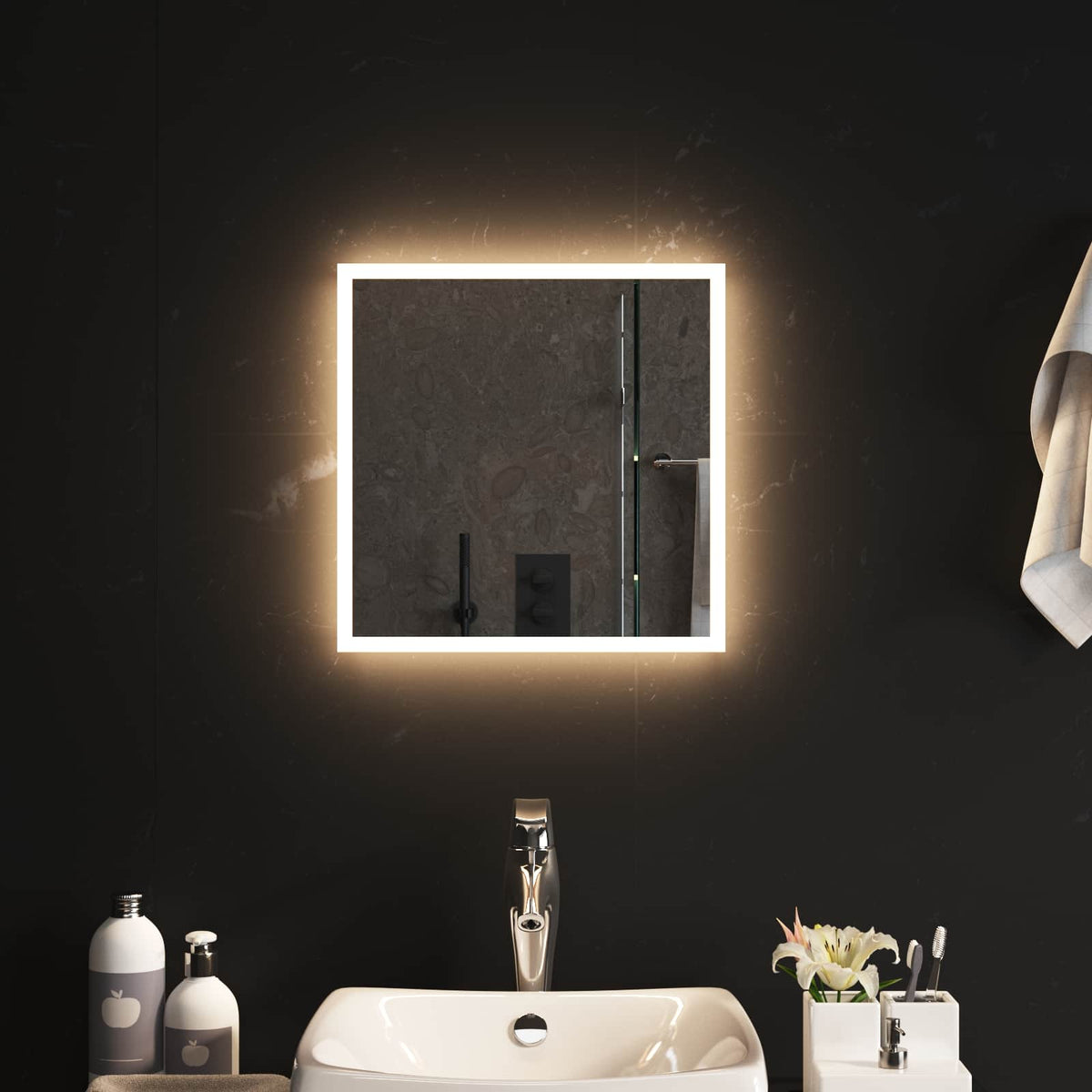 vidaXL LED Badkamer Spiegel Transparant 40 x 40 cm gehard glas