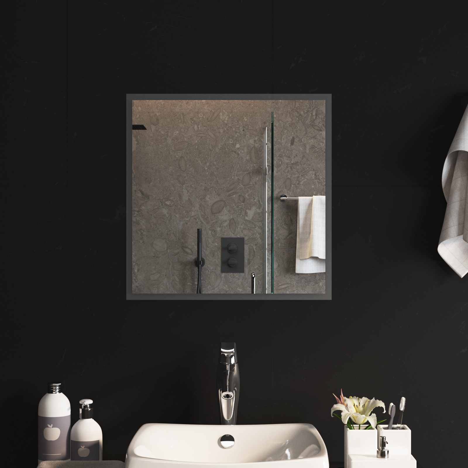 vidaXL LED Badkamer Spiegel Transparant 40 x 40 cm gehard glas
