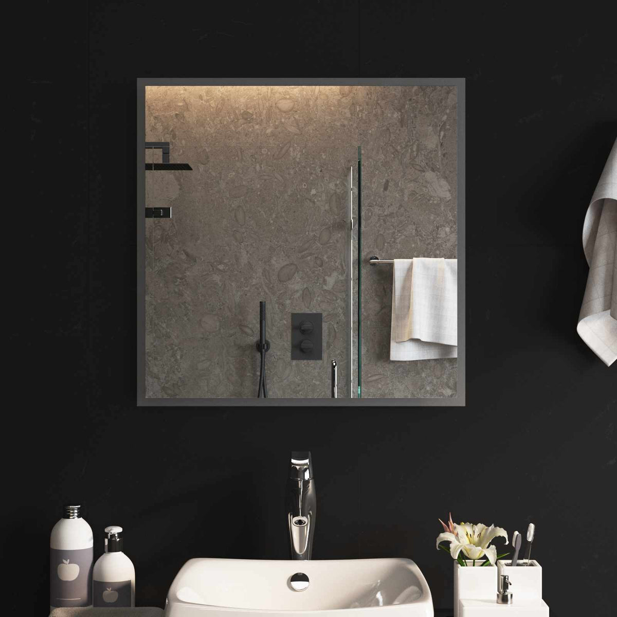 vidaXL LED Badkamer Spiegel Transparant 40 x 40 cm gehard glas