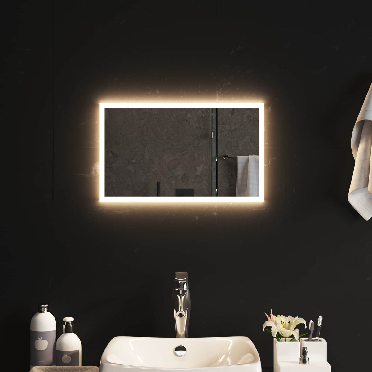 vidaXL LED Badkamer Spiegel Transparant 50 x 30 cm gehard glas