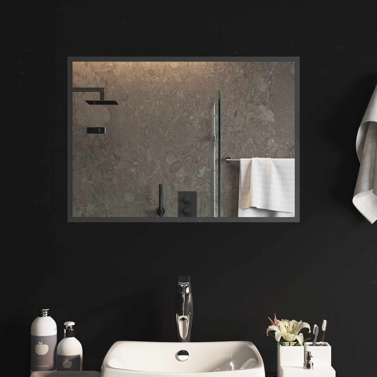 vidaXL LED Badkamer Spiegel Transparant 50 x 30 cm gehard glas
