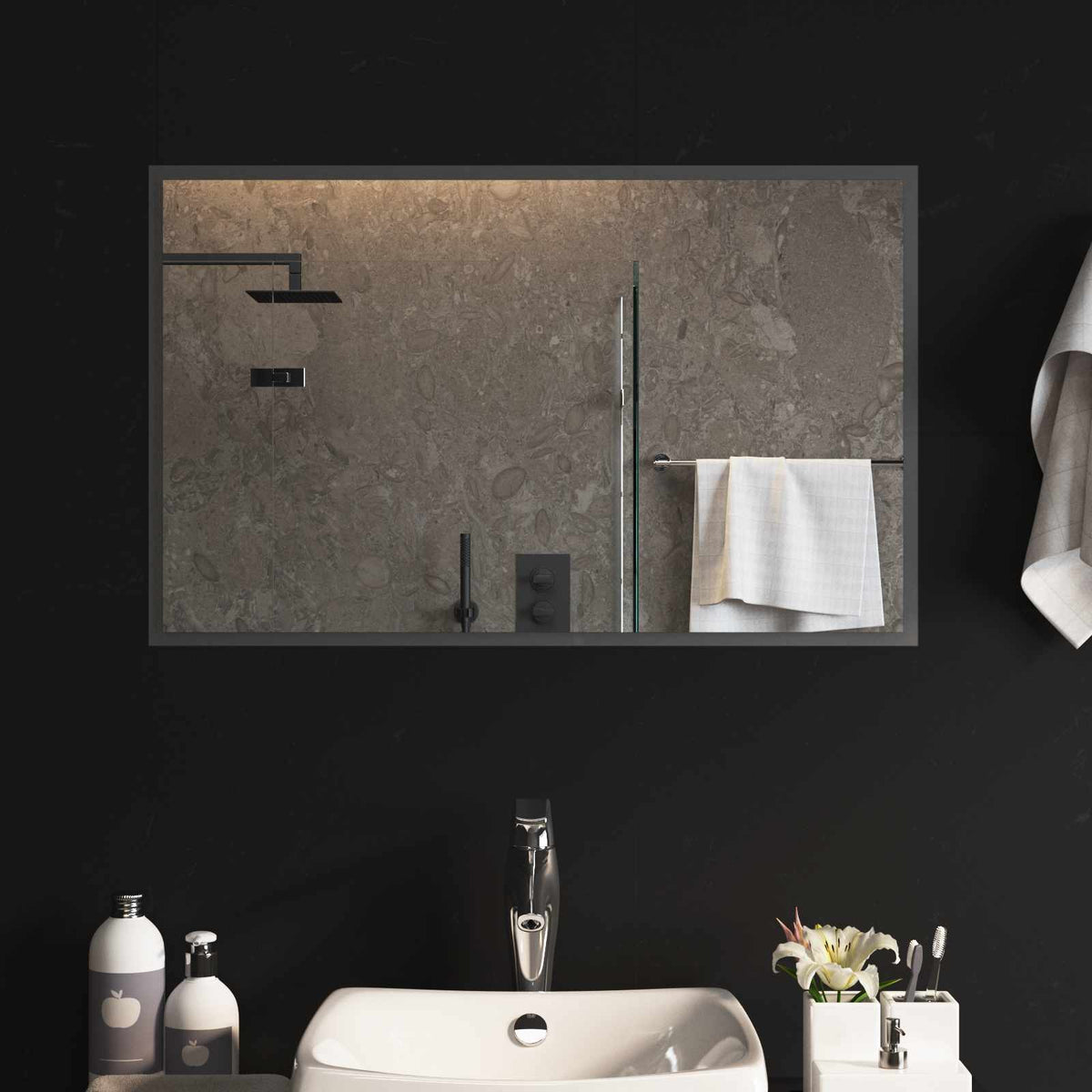 vidaXL LED Badkamer Spiegel Transparant 50 x 30 cm gehard glas
