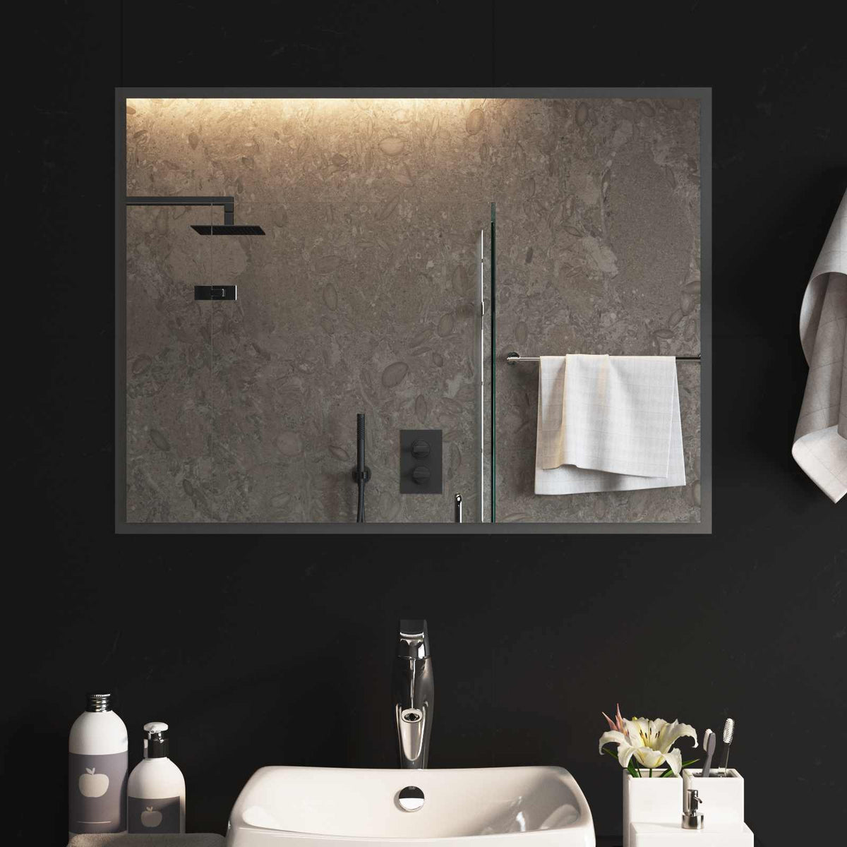 vidaXL LED Badkamer Spiegel Transparant 50 x 30 cm gehard glas