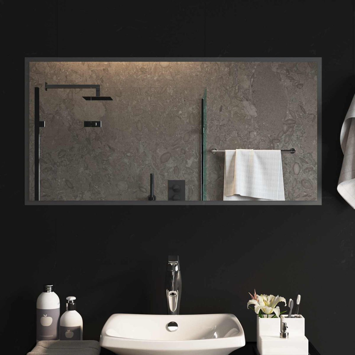 vidaXL LED Badkamer Spiegel Transparant 50 x 30 cm gehard glas