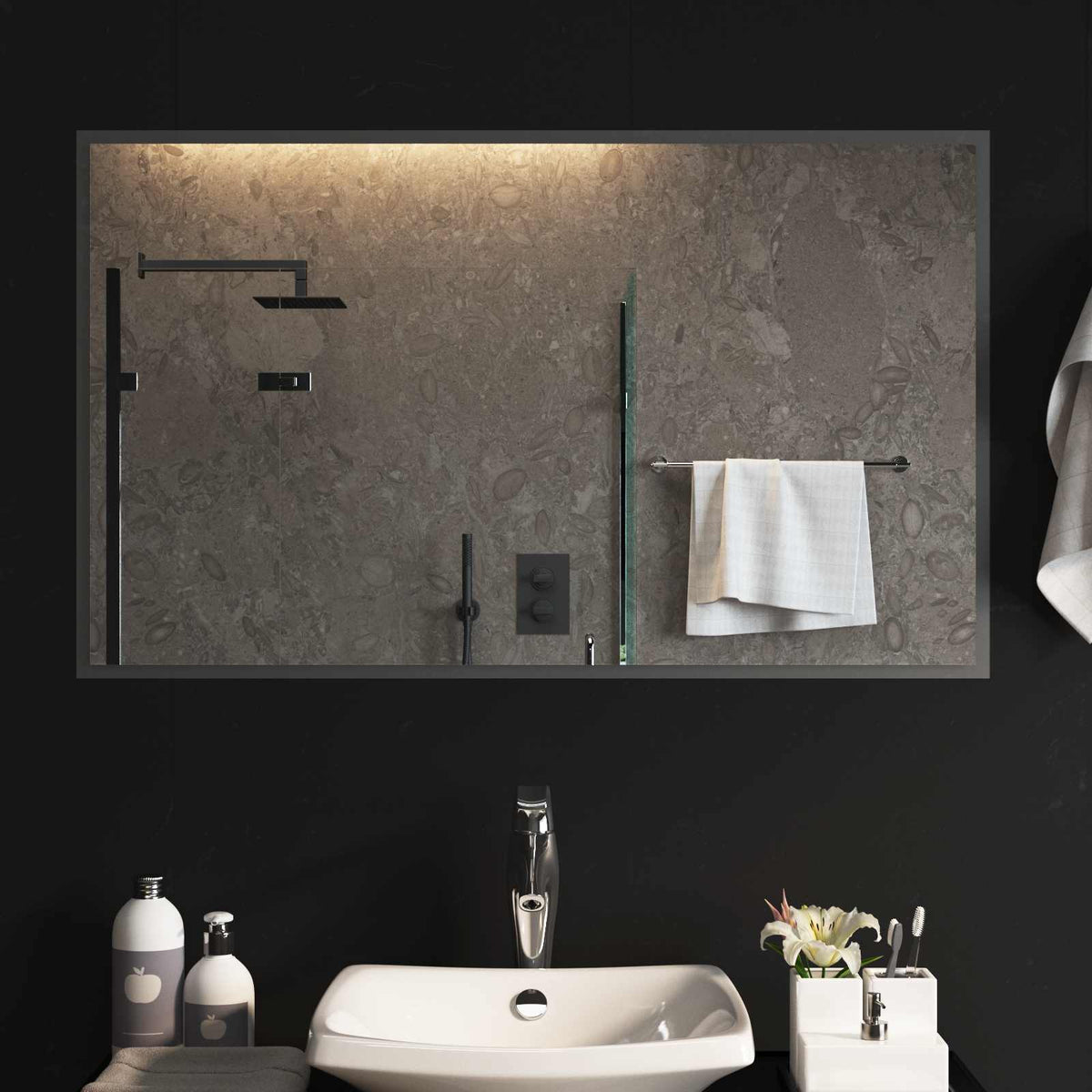 vidaXL LED Badkamer Spiegel Transparant 50 x 30 cm gehard glas
