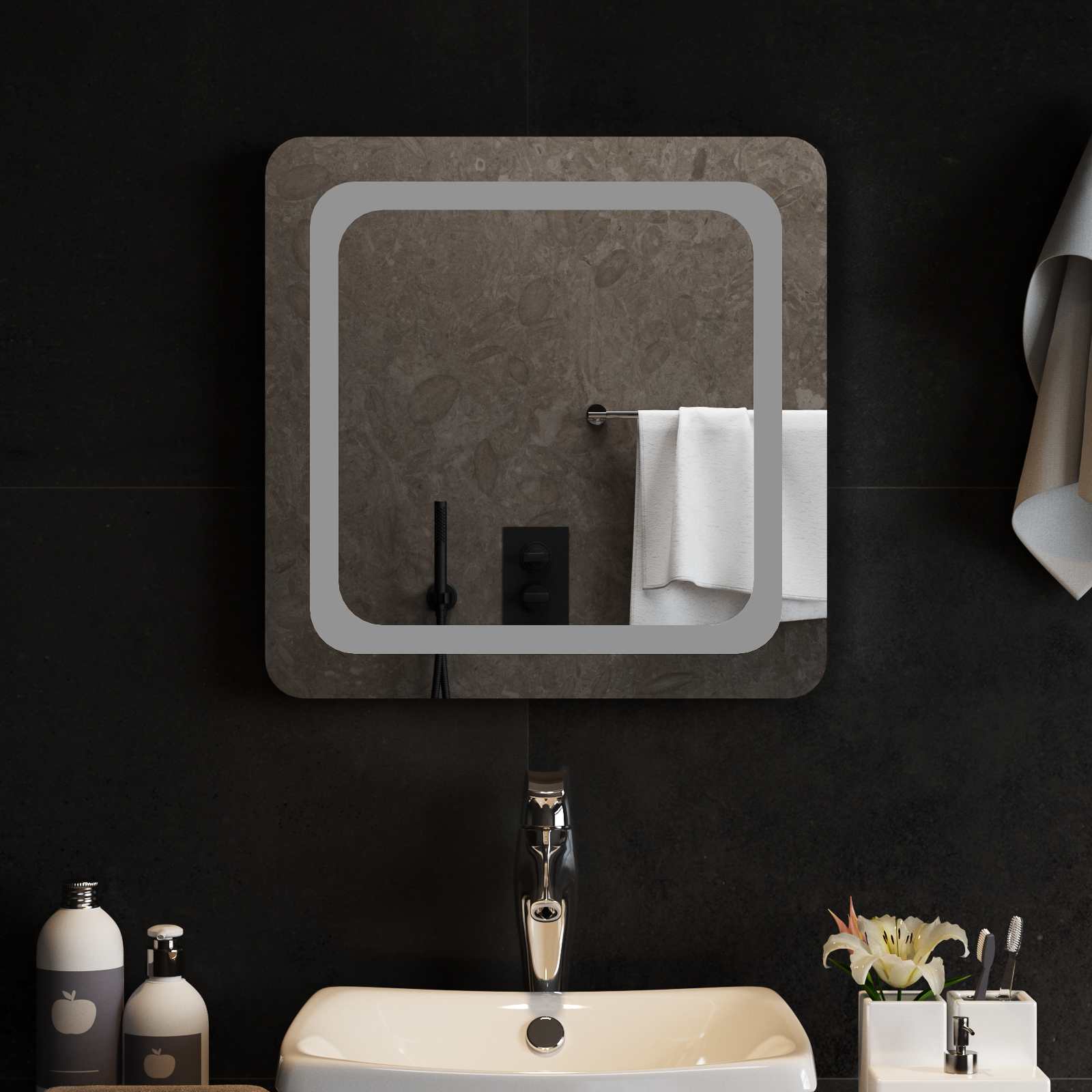 vidaXL LED Badkamer Spiegel Transparant 40 x 40 cm gehard glas