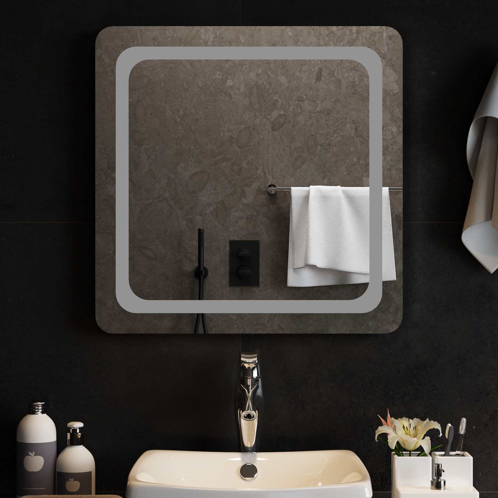 vidaXL LED Badkamer Spiegel Transparant 40 x 40 cm gehard glas