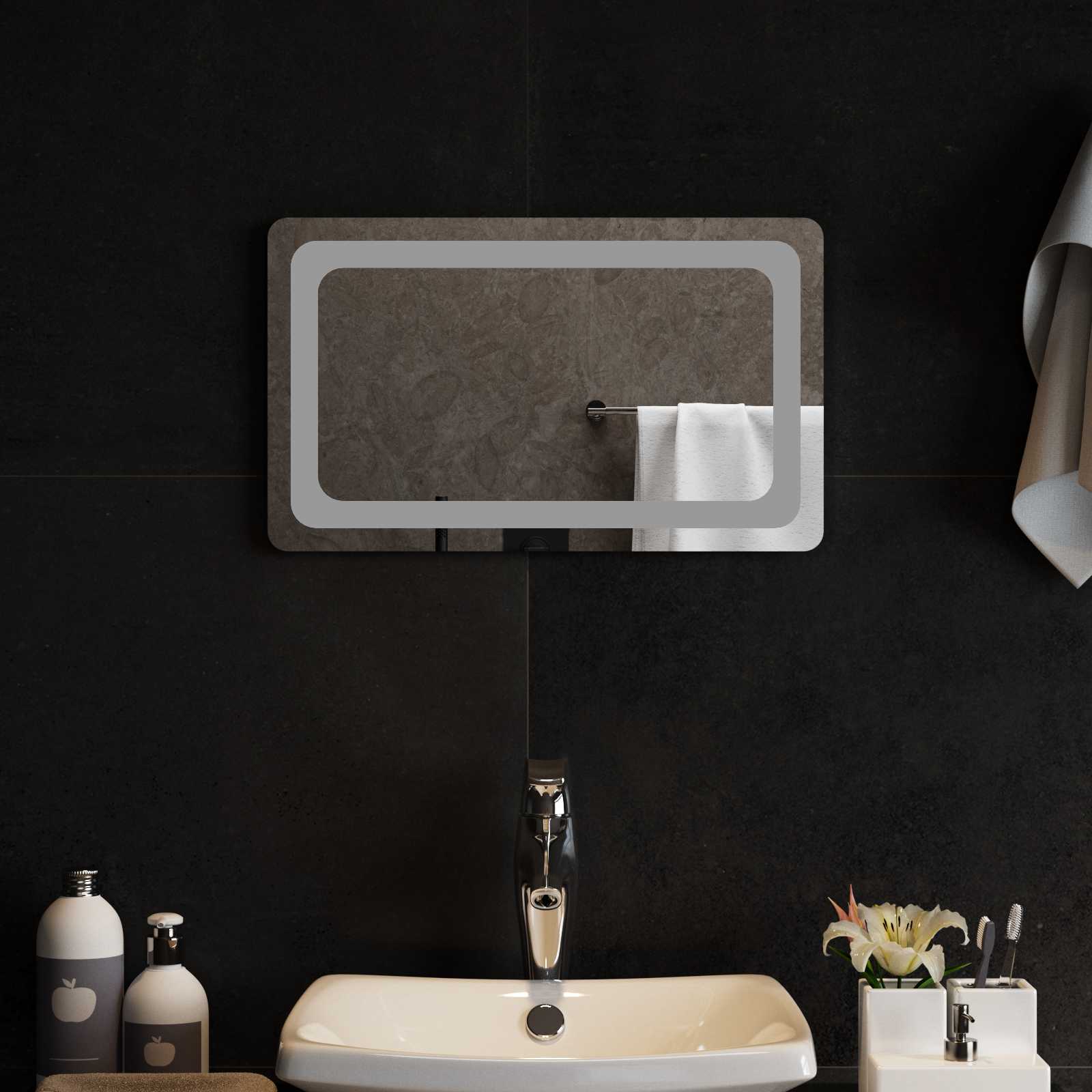 vidaXL LED Badkamer Spiegel Transparant 50 x 30 cm gehard glas