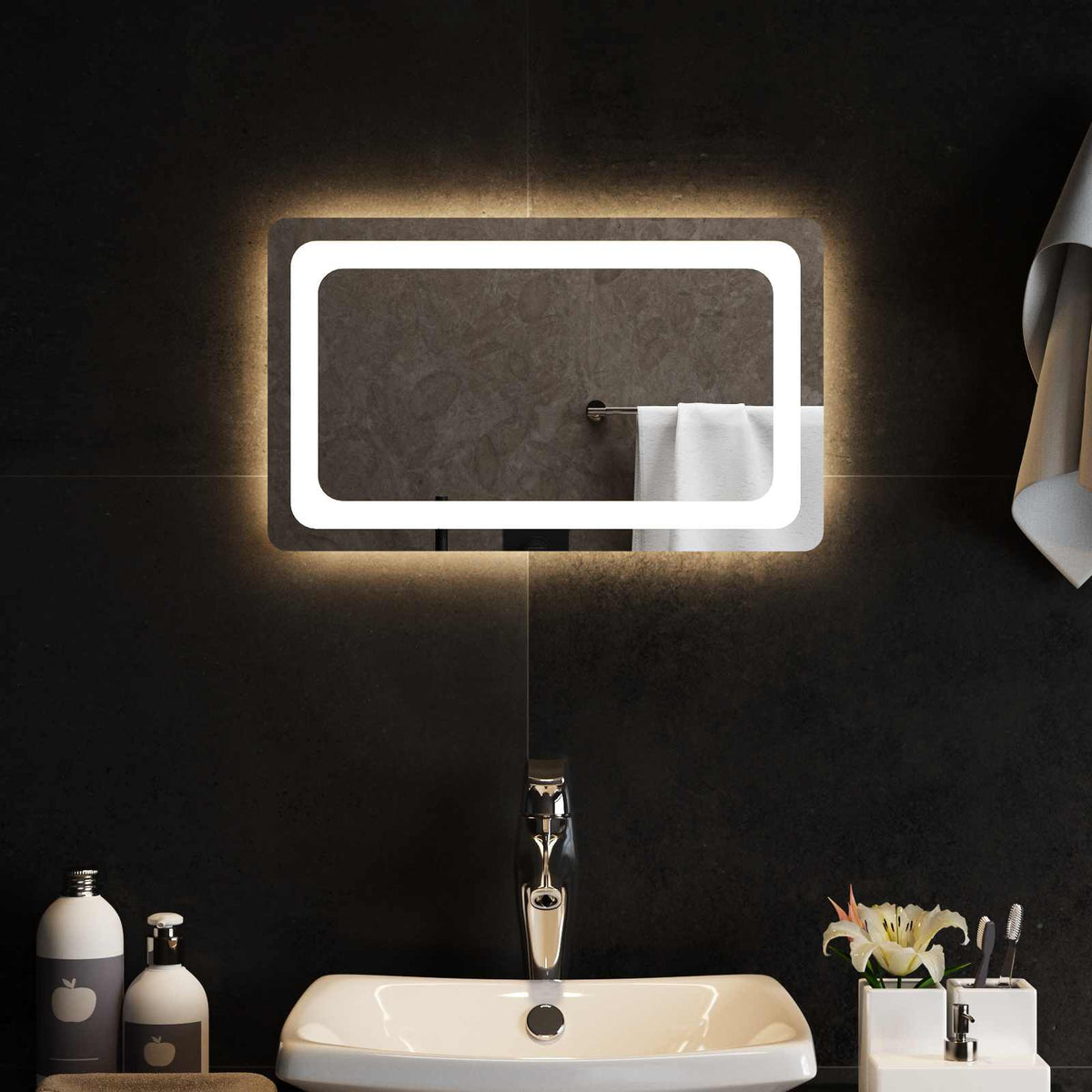 vidaXL LED Badkamer Spiegel Transparant 50 x 30 cm gehard glas