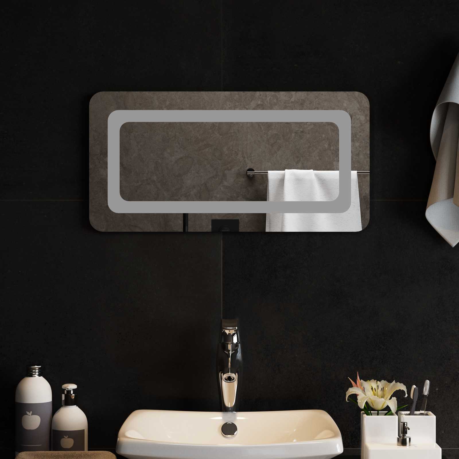 vidaXL LED Badkamer Spiegel Transparant 50 x 30 cm gehard glas