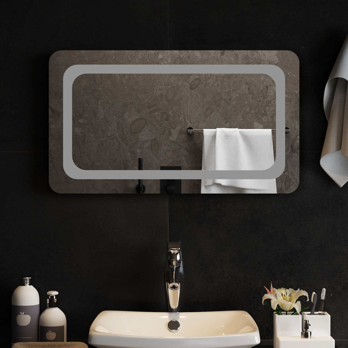 vidaXL LED Badkamer Spiegel Transparant 50 x 30 cm gehard glas