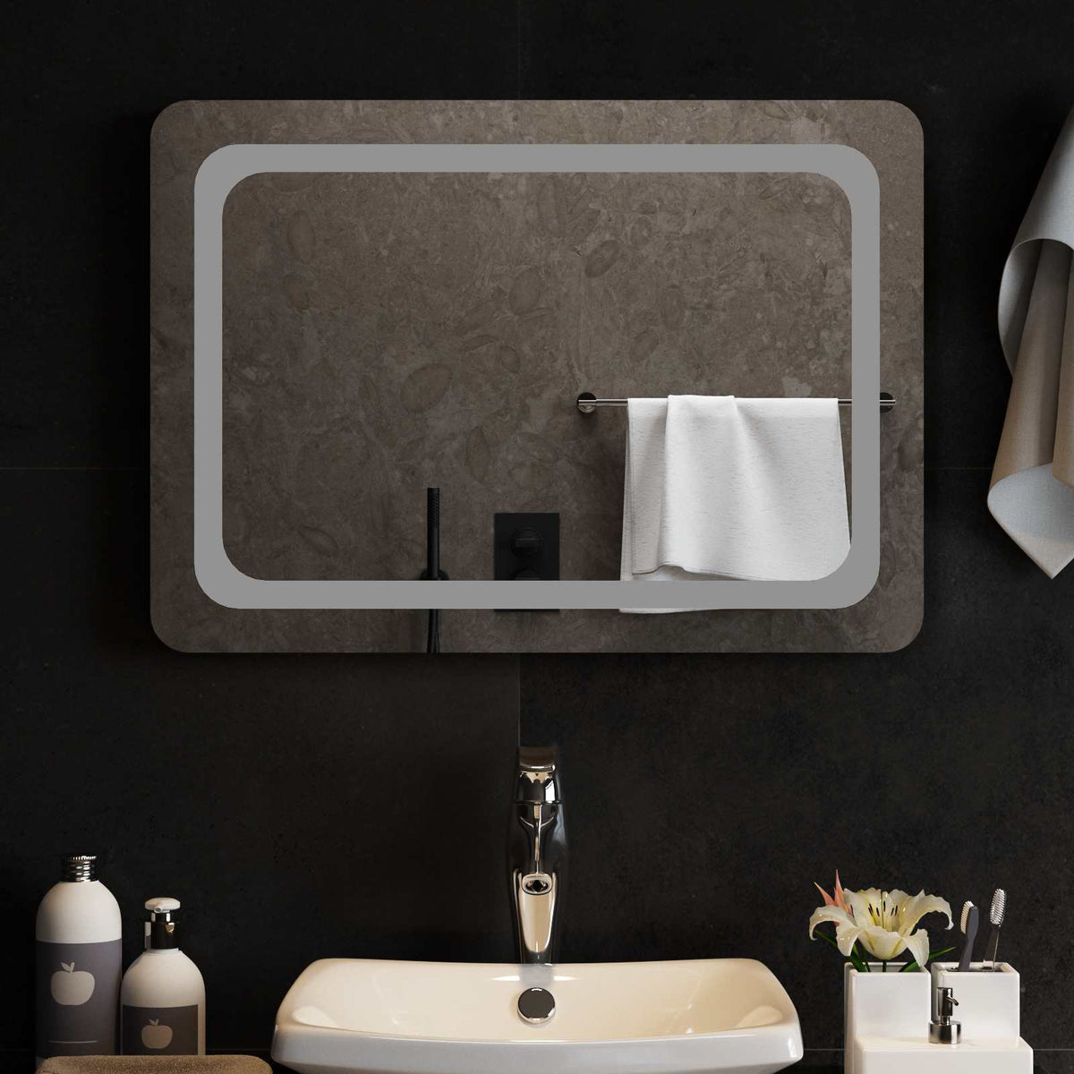 vidaXL LED Badkamer Spiegel Transparant 50 x 30 cm gehard glas