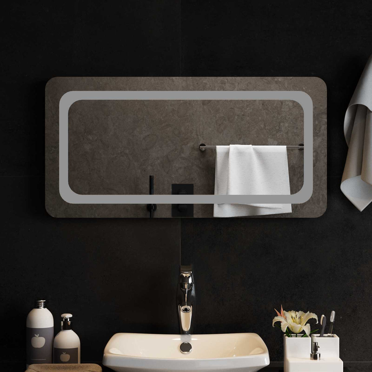 vidaXL LED Badkamer Spiegel Transparant 50 x 30 cm gehard glas
