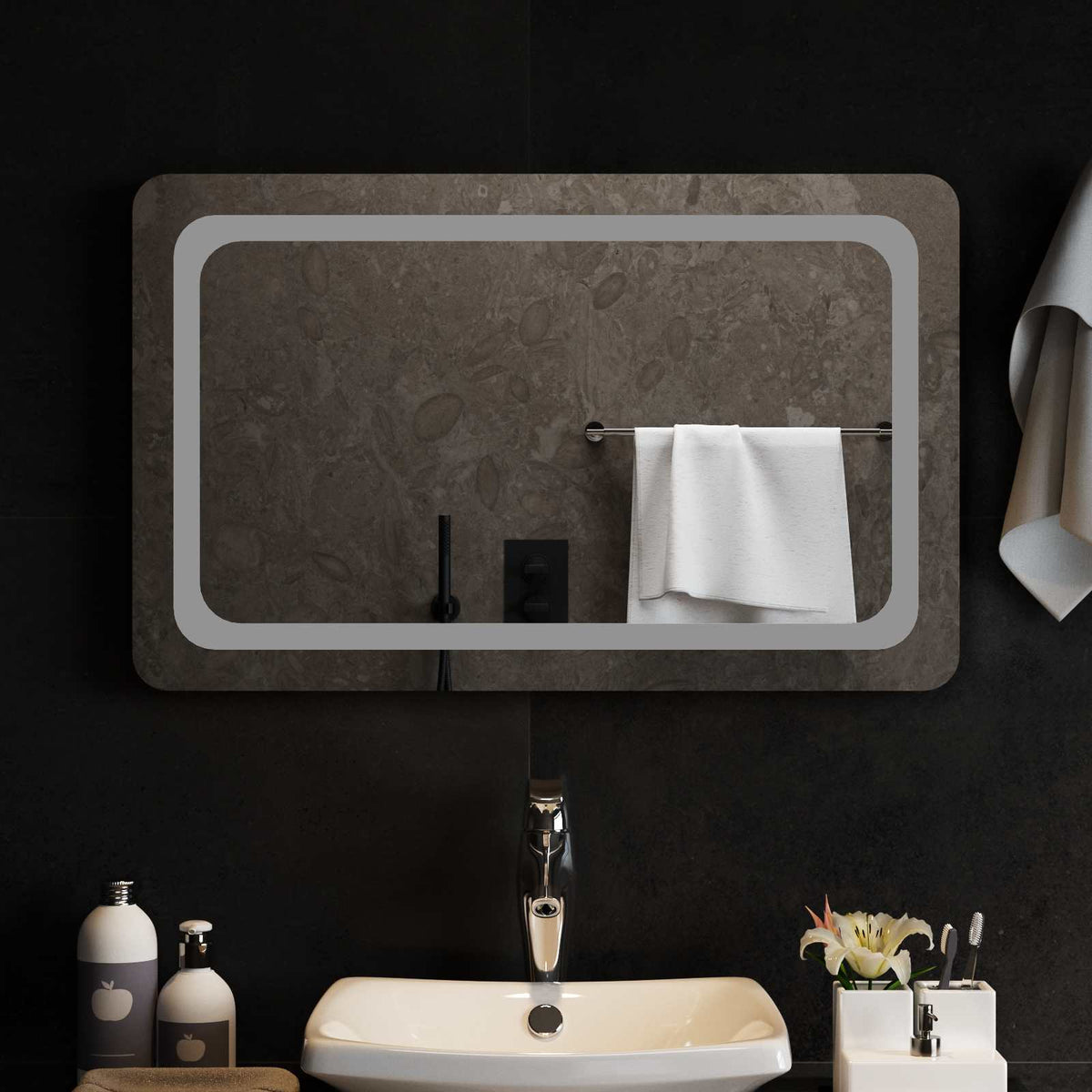 vidaXL LED Badkamer Spiegel Transparant 50 x 30 cm gehard glas