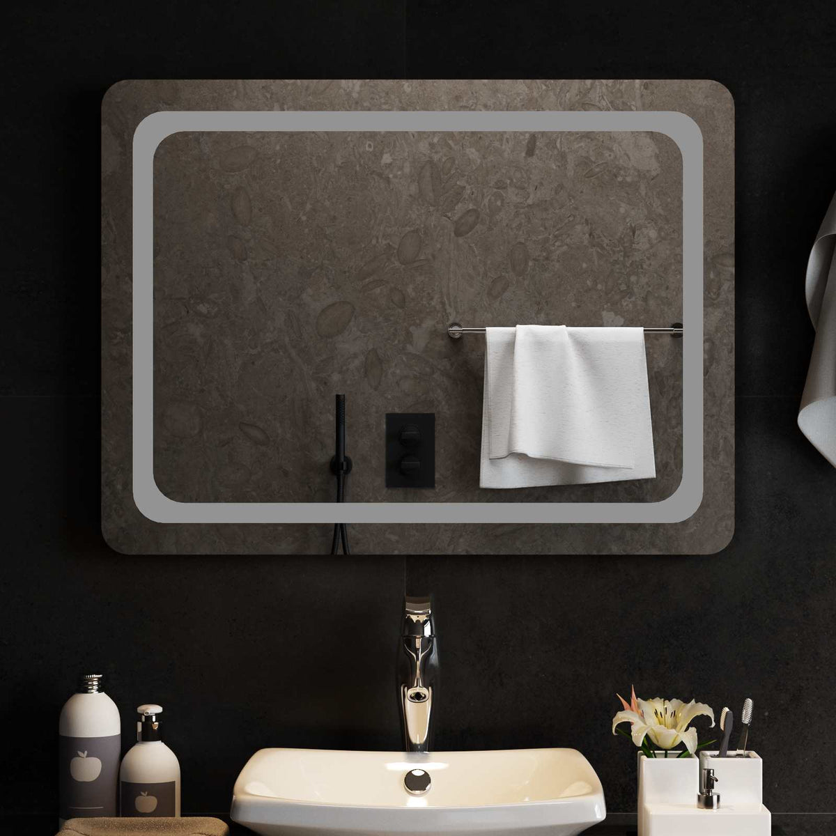 vidaXL LED Badkamer Spiegel Transparant 50 x 30 cm gehard glas